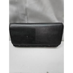 Vera Bradley Black Leather & Polka Dot Wallet Rose Interior, Zip Pocket